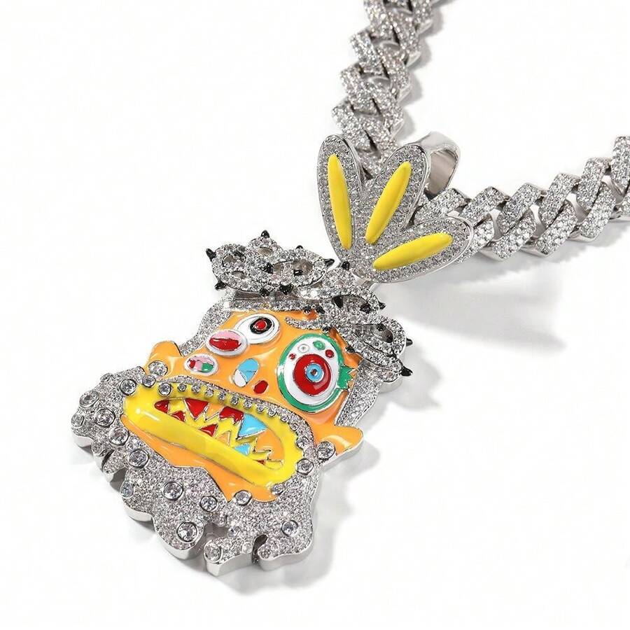 ICE HUE Colors Drop Oil Charms Hip Hop Fashion Pendant Men,Gift For Friend,With Zirconia - Màu vàng - Xem 1