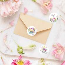 500pcs/Roll Adorable Flower Thank You Stickers For Small Business, Bakery Packaging, Wedding Giveaways & Bridal Shower Parties