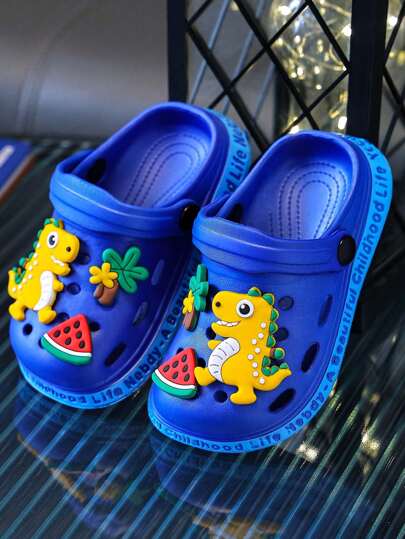 HAHABOBO Nuevas chanclas de EVA para niños con lindos patrones de dinosaurios azules, sandalias ligeras de punta abierta para niños y niñas. Sandalias de moda para el hogar, zapatos de piscina para verano y otoño para niños, zapatos para niños y niñas, calzado infantil unisex