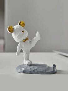 1pc Cute Kung Fu Bear Phone Stand, Pad Tablet Support Stand, Cartoon Drama Chasing Bedhead Creative Desktop Ornament, Home Decoration Ornament, Suitable As A Gift For Family, Friends, And Classmates, School Supplies, Back To School