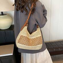 Women's Large Capacity Woven Straw Shoulder Bag, Lightweight And Stylish Summer Beach Bag - Beige - View 2