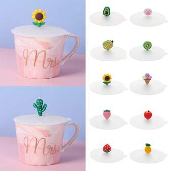 1个装透明卡通可爱硅胶杯盖耐热防漏密封盖防尘杯盖