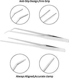 2PCS Long Aquarium Tweezers - 10.6 Straight And Curved Tweezers, Stainless Steel Reptile Feeding Tongs, Terrarium Aquascape Tools Feeder Lizards, Bearded Snake Accessories - 1 - View 3
