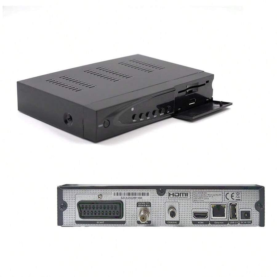 Ostark AS2X CA, Digital Satellite Receiver, 10-Bit, DVB-S2/S2X, SCART Port, RJ45, Dolby, Ethernet, USB Wi-Fi Included, DC 12V, CONAX Card Reader - EU C Type Plug(220-240V) - View 1