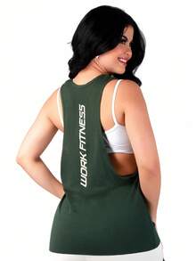 Work Fitness Kit 2 Women's Long Sleeve Tank Top Gym - 墨綠色 - 查看 4