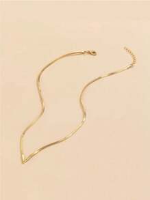 Men's Necklace Pendant, Unique Minimalist V-Shape Copper Flat Snake Chain Necklace, Blade & Dog Tag Necklace