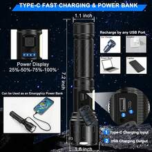 2pcs Rechargeable Magnetic Flashlights High Lumens, Super Bright LED Powerful Flashlight 8 Modes With COB Work Light,  Handheld Flash Light For Camping (2 Pack With Paper Box, Black) - 黑色 - 查看 6
