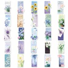 50Pcs Flower Language Bookmark Stickers Vinyl Aesthetics Stickers Decals Scrapbook, Journaling, Laptop, Bumper, Skateboard, Water Bottles, Computer, Phone, Cartoon, Hard Hat, Car Stickers
