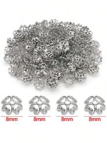 20 piezas de cuentas de trébol de cuatro hojas y flor en forma de corazón - Componentes de joyería de aleación triple chapada (oro de 18K + plata esterlina + oro blanco) para hacer collares, pulseras y pendientes DIY