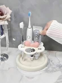 Simple Acrylic Toothbrush Holder, Countertop Bathroom Organizer Rack For Electric Toothbrush, Toothpaste, Compact & Portable
