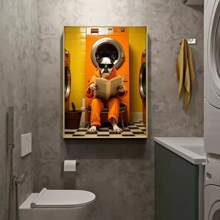 1pc/3PCS Wall Arts Posters Optional Frame Animals Chimpanzees, Elephants, Pandas, Animal Posters Printing Fun Art Wall Paintings Canvas Paintings Suitable For Bathroom, Toilet, Home Decoration Gifts