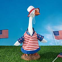 4th Of July Goose Outfit Set Lawn Porch Patriotic Goose Outfit For Patio Yard Lawn Art Decoration - Blue - View 3