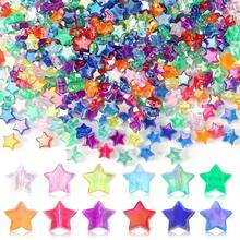 100 件亚克力星形 DIY 珠子，12 种混合 AB 色珠子，用于珠宝制作工艺品独立日亚克力珠子项链友谊手链工艺 DIY 用品，小号 - 彩色 - 查看 1
