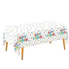 1pc Happy Birthday Decoration: Birthday Party Supplies Set - Polka Dot Design Happy Birthday Tablecloth. Includes 3pcs 54"X108" Waterproof Plastic Tablecloth, Suitable For Boy/Girl Party