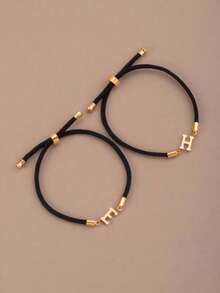 1pc Youth Rope Initial Bracelet Stainless Steel A-Z Letter Charm Bracelet Handmade Braided Bracelet Adjustable Jewelry Gift Suitable For Teenagers Daily Wear Best Gift For Friends Is A Must-Have Jewelry For Young People - Multicolor - View 5