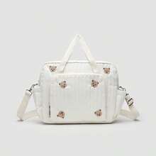 1pc Bear Mom Bag, Fashionable Embroidered Handbag, Large Capacity Maternal & Child Outdoor Messenger Bag For Walking Babies, Travel - Multicolor - View 14