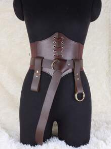 Conjunto de 4 piezas de protector de cintura de cuero estilo medieval, cinturón de cuero, accesorio de disfraz LARP, corsé de cintura para Halloween