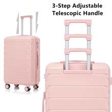Luggage Sets 3 Piece(20/24/28), Expandable Carry On Suitcase With ABS Spinner Wheel TSA Lock - Pink - View 6