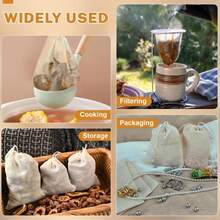 100pcs Non-Woven Reusable Tea Bag - Resealable, Lint-Free, Suitable For Restaurants, Cafes And Home Use - Perfect For Loose Leaf Tea, Spices And Herbs, Non-Woven Tea Filter Bags With Drawstring For Tea Infuser, Applicable For Restaurants, Hotels, Home Gatherings, Theme Parties, Weddings, Birthdays, Random Colors And Styles