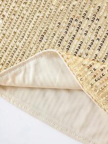 亮片 V 领无袖背心，春夏季优雅背心 - 金色 - 查看 7