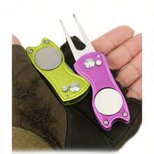 Stainless Steel Golf Course Divot Repair Tool With Magnetic Ball Marker - Durable Waterproof Multi-Functional Green Fork, Suitable For Outdoor Use - Perfect Gift For Golfers