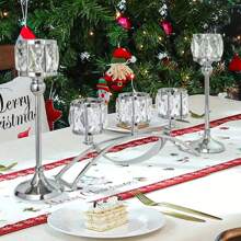 1pc 3-Arm Crystal Candle Holder, Arch Style Candle Stand, Home & Wedding Decor, Restaurant, Cabinet Display, Perfect Gift For Mother, Girlfriend, Room Decoration