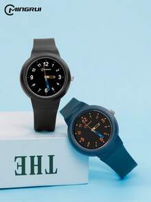 MINGRUI INS 防水 30 米石英儿童手表，配 PU 表带，适合学校、学生礼物 - 藏蓝色 - 查看 6