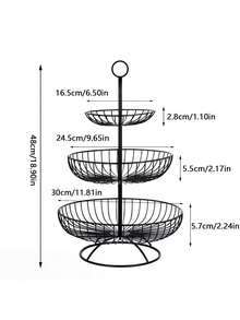 1pc Fruit Basket With 3 Shelves, Large Metal Wave Fruit Basket, Storage Basket For Fruits And Vegetables, Kitchen - Durable Fruit Holder For Onions Snacks And Vegetables, Kitchen Storage Utensils, Room Decoration, Suitable For Kitchen, Restaurant, Party, Camping, Gathering, Gift For Friends, Family Gift - Multicolor - View 5