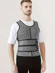 1pc Men's Sports Waist Trainer, 3-Row Hook Breathable Mesh Waist Belt For Daily Wear