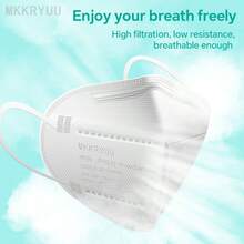 MKKRYUU 50 KN95 Masks, 5-Layer KN95 Masks, A Variety Of Colors, Disposable Protective Masks, Unex (Pink, Blue, Gray, Black, White) - 10 Of Each Color, Suitable For Decorating Construction Sites, Etc. - Multicolor - View 4