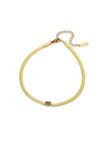 1PC Zirconia Birthstone Heart Anklets For Women Gold Color Stainless Steel Heart Anklet Wedding Birthday Luxury Jewelry Gift