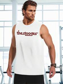 Stylish Men's The Stooges Band Graphic Print Tank Top, Perfect For Summer Concerts And Festivals, Ideal For Rock Music Fans As A Gift. - White - View 2