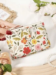 Full Screen With Flower Pattern,Flip Cover Zipper Small Wallet Coin Pocket Small Purse Bifold Slim Women Wallet MiniThin,Lightweight,Multi Layer Portable,ID Card,Money Credit Card Minimalist,Fashion,Modern,Business,For Anniversary,For Christmas,On Valentine Day,For Birthday Gift,For Gift,For Lover For Women,For Girls,For Lady,For Female,Bag School Supplies For School Dorm Room & Back To School