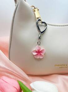 1 pieza Llavero con flor de Plumeria rosa/blanca/amarilla/morada/roja, accesorio de mujer, decoración para teléfono, cartera, bolso, mochila, graduación, boda, dama de honor, fiesta