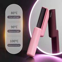 多功能直发梳，迷你便携式直发器，配送收纳袋，3 档温度调节，直发梳，打造蓬松顺滑秀发，便携可折叠，适合旅行，节日礼物