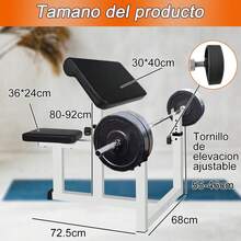 Banco de Pesas de Rizo, Banco de Pesas Ajustable Para Predicador de Brazos, Estación de Bíceps de Entrenamiento de Fuerza, Banco de Pesas con Brazo Sentado y Aislado - 1 - Ver 3