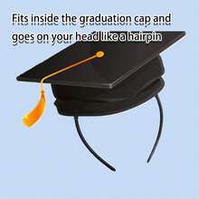 Graduation Cap Headband Secures Your Grad Cap Upgrade Insert Hairstyle Hat Accessories Hairband For Graduates Gift - Square Black - View 3