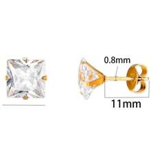 1 Pair 316 Stainless Steel Hypoallergenic Square Cubic Zirconia Stud Earrings, 18K Gold Plated Titanium Steel Zirconia Cartilage Clip Ear Cuffs, Minimalist Luxurious Rhinestone Earring Clips, Unisex Titanium Steel Sparkling Earrings, Perfect Holiday Gift
