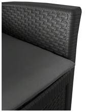 Conjunto de Jardín con 2 Sillones + Mesa de Polipropileno Resistente Rayos UV, Decorativo y Ligero. Set Asiento con Cojín para Exterior en Terraza, Patio o Balcón de Fácil Instalación - Negro - Ver 6