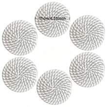 6pcs Set With Iron Cup Holder, Coasters For Tea Cups, Coffee Cups, Bowls, Kitchen, Home, Living Room, Dining Table, Reception, Wooden Coasters, Farmhouse Coasters, Fashion Accessories, Dining Room Supplies - Woven Coasters - View 3