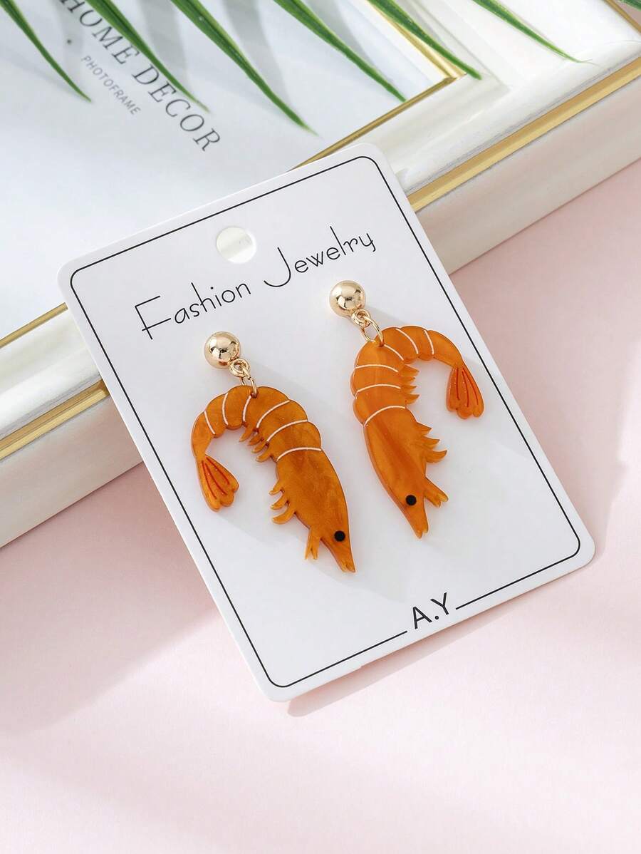 زوج من أقراط المجوهرات للنساء بتصميم جميل على شكل جمبري، هدية مثالية لعطلة الشاطئ والحفلات والمناسبات