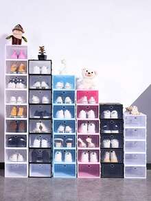 12/6/3/1pcs Set Large Capacity Clear Plastic Shoe Boxes - Multi-Layer Stackable Shoe Storage Organizer With Flip-Up Lids, Durable Sealable Design For Home Organization, Transparent For Easy Viewing And Shoe Display - White - View 9