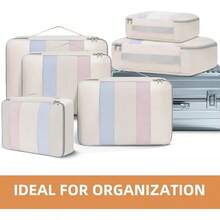 6/8/10 Juegos de Cubos de Embalaje para Organizador de Equipaje de Viaje - 06-beige - Ver 8