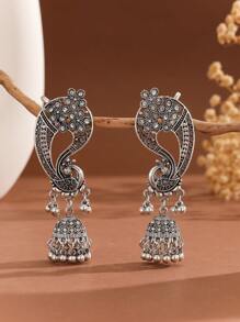 1 paire de boucles d'oreilles vintage sculptées de style indonésien en alliage de zinc, style pop égyptien turc. Boucles d'oreilles polyvalentes pour dames, adaptées pour un usage quotidien, des fêtes et des vacances