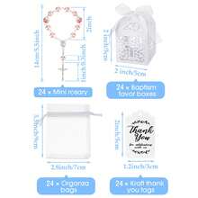 6/12/24 Baptism Gift Sets, Including 6/12/24 Pieces Of Mini Rosary Beads, 6/12/24 Pieces Of Baptism Gift Boxes, 6/12/24 Pieces Of White Organza Bags And 6/12/24 Pieces Of Thank You Tags, Suitable For Baptism Communion Party Decorations - Multicolor - View 14