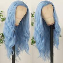 13X4 Free Part Black Green Highlights Body Wave Lace Front Wigs Pre Plucked Soft Long Wavy Hair Wigs Heat Resistant Wave Wigs Glueless Christmas Wig Long Wavy Synthetic Lace Front Wigs For Women Perfect For Daily Wear & Parties - 藍色 - 查看 4