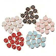 10/50pcs A-Z Initial Pendant Set, 12x15mm Enamel Coated, Letter Charms, Suitable For DIY Jewelry Making, Handmade Bracelets And Necklaces Accessories