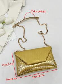 Women's New Fashion Solid Color Chain Enamel Leather Glossy Envelope Handbag, Stylish For Elegant Party, Street, Versatile