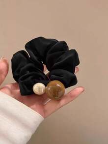 1/3 极简珍珠发圈，优雅缎面多功能马尾辫发饰，发圈头饰