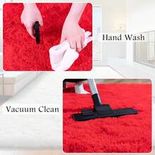 WISH TREE 8x10 Area Rugs For Living Room, Fluffy Shaggy Rug Soft Carpets, Big Rugs For Bedroom Dorm Home Decor Aesthetic Red - 紅色 - 查看 6